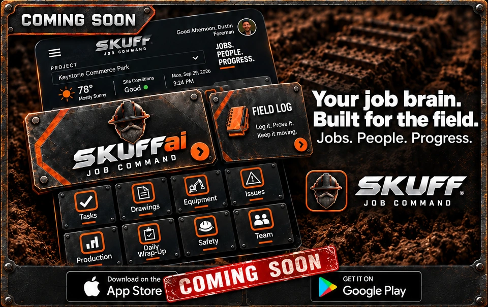 SKUFF Job Command. Your job brain. Built for the field. Coming soon.